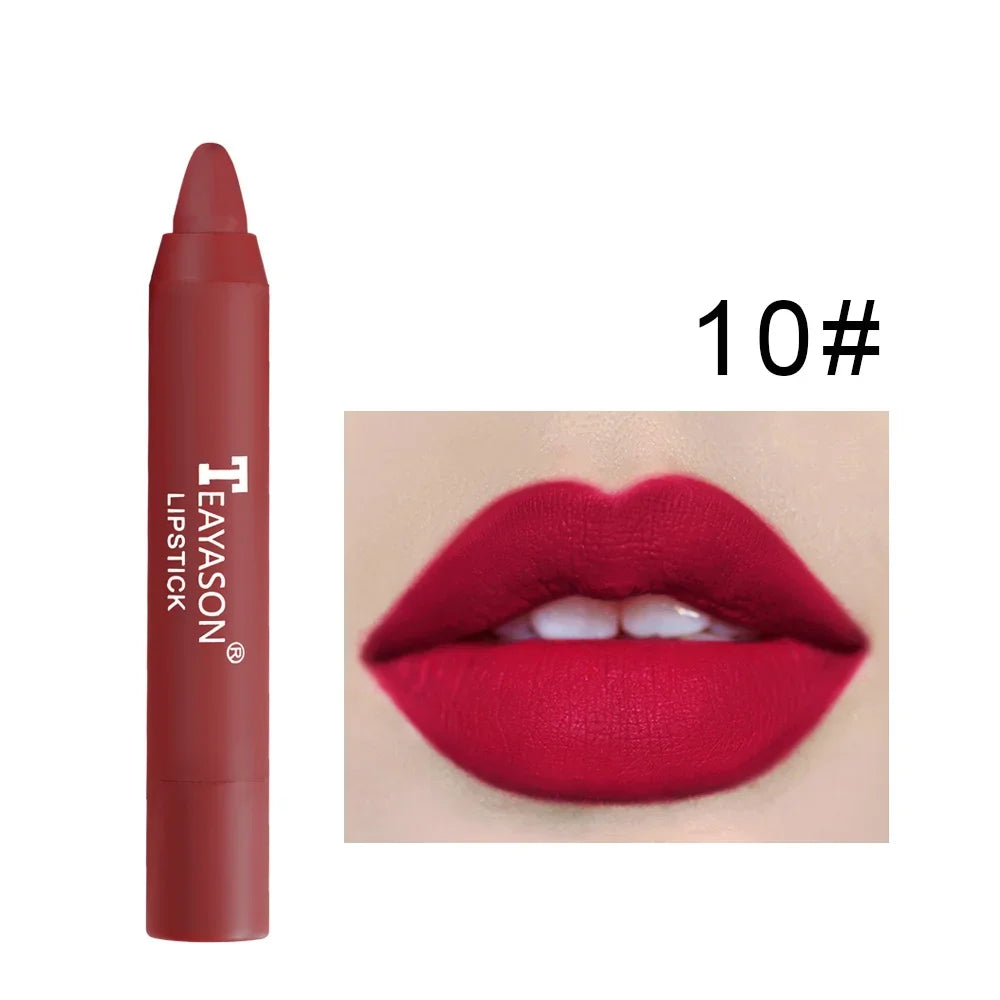 12 Colors Matte Crayon Lipsticks Pencil Waterproof Lasting Nude Lipstick Easy to Wear Red Batom Lipstick Maquiagem Lips Makeup