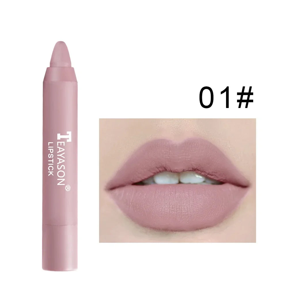12 Colors Matte Crayon Lipsticks Pencil Waterproof Lasting Nude Lipstick Easy to Wear Red Batom Lipstick Maquiagem Lips Makeup