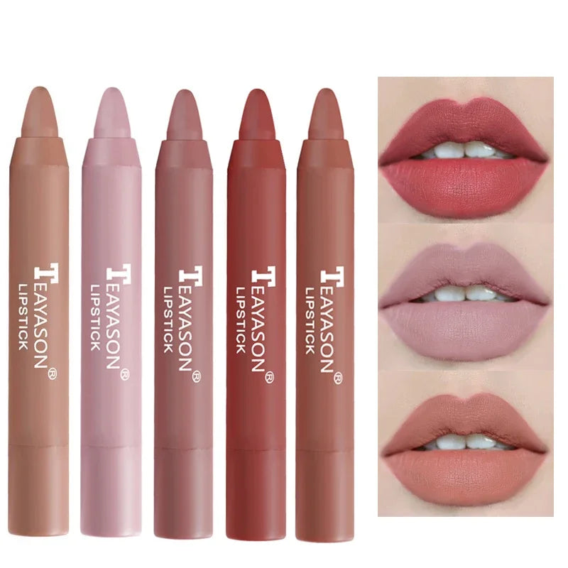 12 Colors Matte Crayon Lipsticks Pencil Waterproof Lasting Nude Lipstick Easy to Wear Red Batom Lipstick Maquiagem Lips Makeup